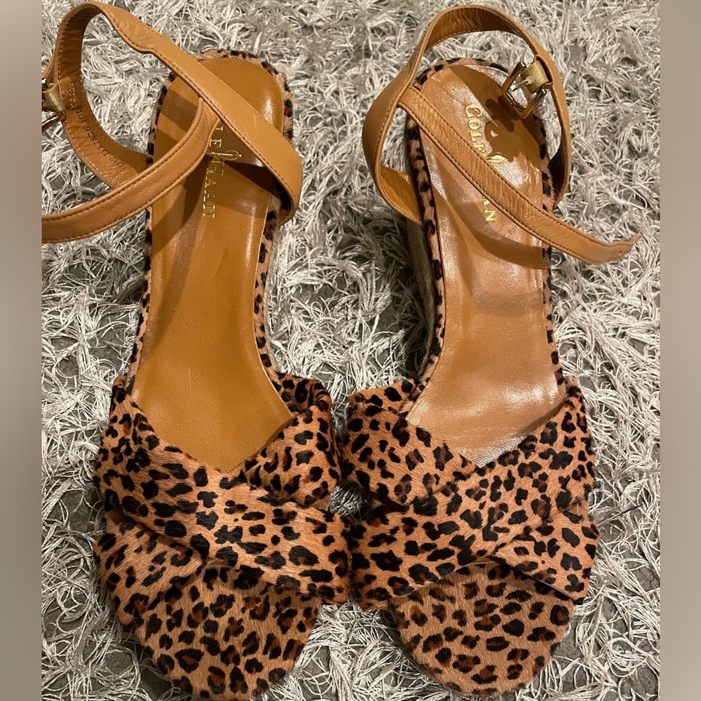 Elegant Leopard Print Sandals with Tan Straps